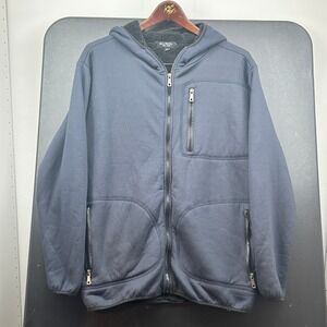 Blu Rock Hooded Jacket Size S Men Casual Full Zip Fleece Lined Navy